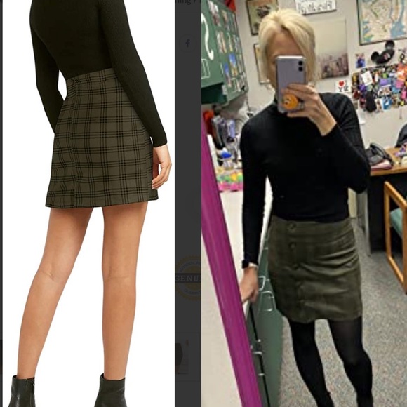 Women’s High Waisted Fashion Faux Suede Plaid Skirt - Picture 4 of 7
